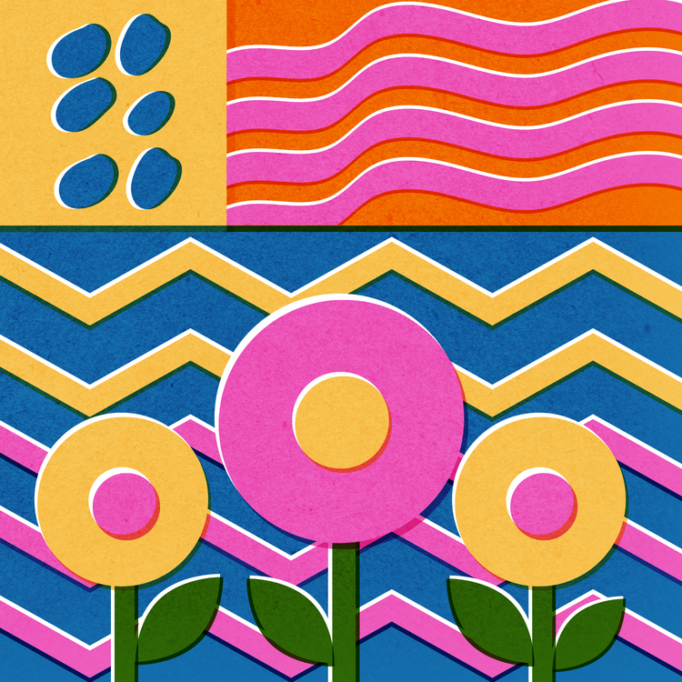 Risograph Abstract Floral Pattern